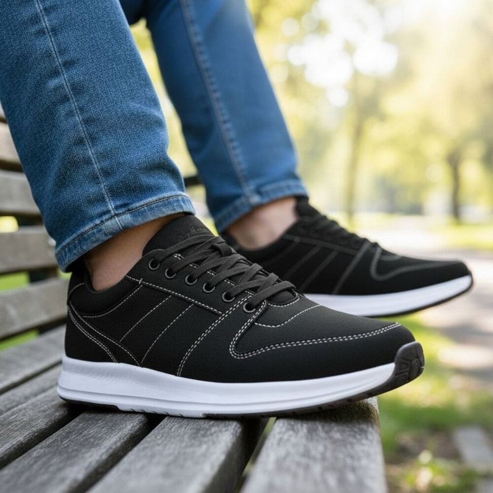 Weatherproof 9.5 Men Sneakers Russell Black Classic Athleisure Casual Minimalist